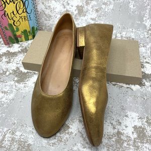 MADEWELL Leila Flat Soft Gold Metallic Size 9.5